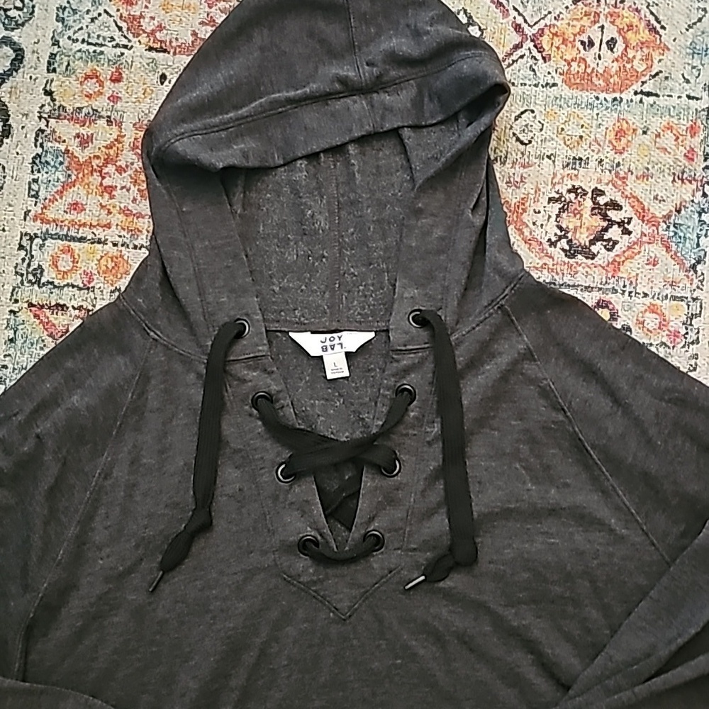 Hooded  charcoal gray sweatshirt size Large - Picture 2 of 7